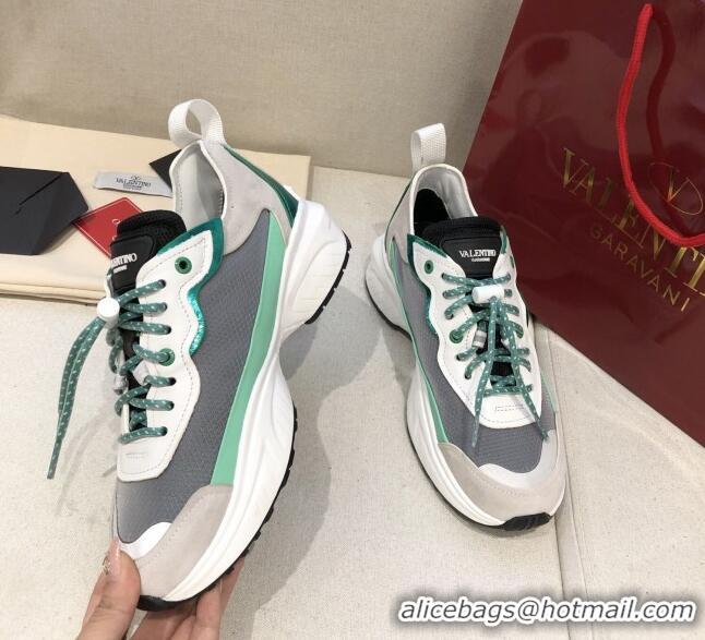 Best Price Valentino VLogo Sneakers in Suede and Calfskin Patchwork 111646 Green