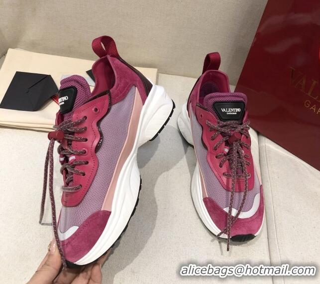 Purchase Valentino VLogo Sneakers in Suede and Calfskin Patchwork 111646 Burgundy