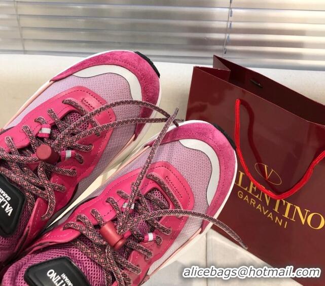 Purchase Valentino VLogo Sneakers in Suede and Calfskin Patchwork 111646 Burgundy