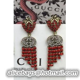 Classic Inexpensive Gucci Strawberry Drop Earrings GG8546 Red