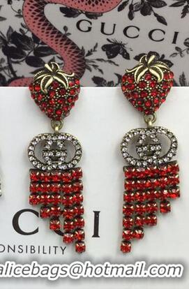 Classic Inexpensive Gucci Strawberry Drop Earrings GG8546 Red