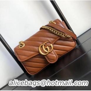 Best Quality Gucci GG Marmont small shoulder bag 446744 Brown