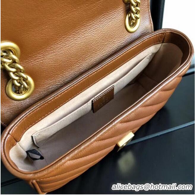 Best Quality Gucci GG Marmont small shoulder bag 446744 Brown