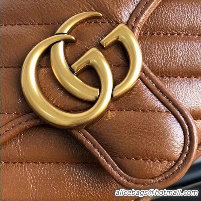 Best Quality Gucci GG Marmont small shoulder bag 446744 Brown