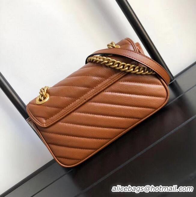 Best Quality Gucci GG Marmont small shoulder bag 446744 Brown