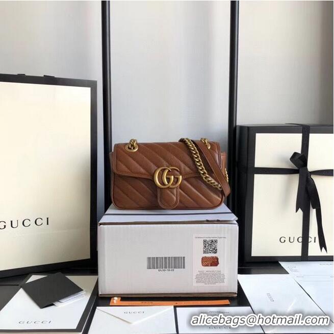 Best Quality Gucci GG Marmont small shoulder bag 446744 Brown