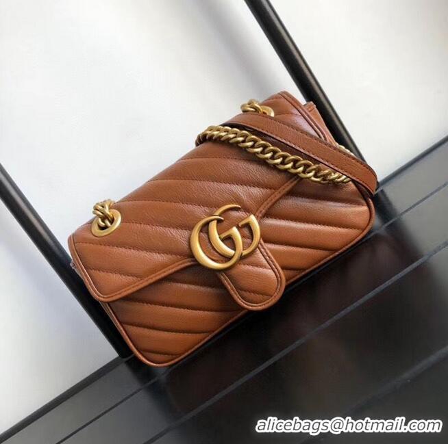 Best Quality Gucci GG Marmont small shoulder bag 446744 Brown