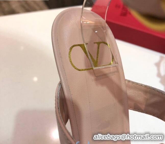 Popular Style Valentino Roman Stud Lambskin Strap Pumps 4cm 010872 Light Pink 2021