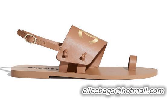 Top Grade New Chanel Goatskin Sandals G36885 Brown