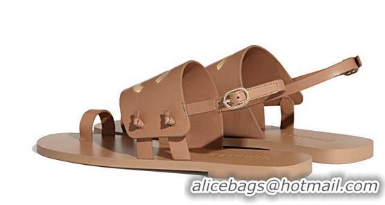 Top Grade New Chanel Goatskin Sandals G36885 Brown