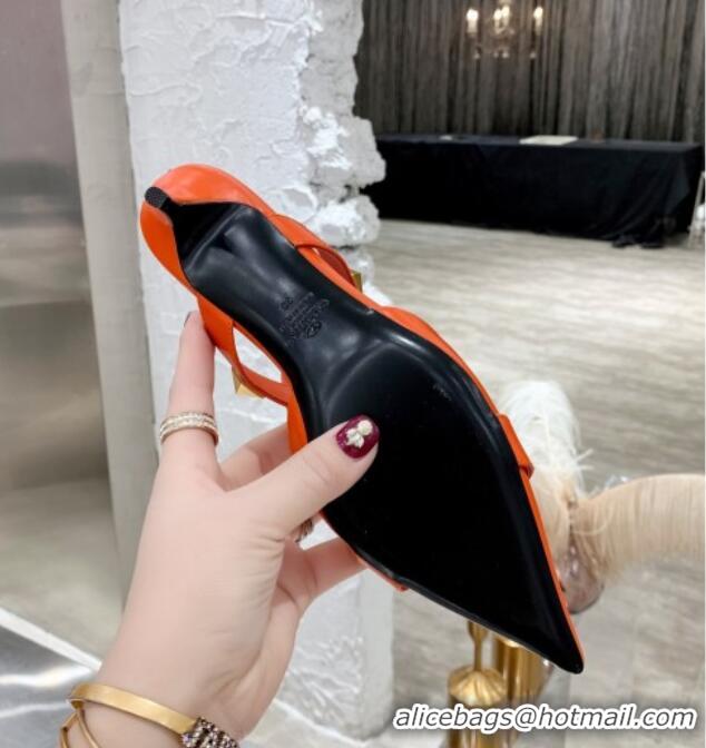 Top Quality Valentino Roman Stud Lambskin Strap Pumps 4cm 012518 Orange 2021