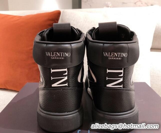 Top Quality Valentino VL7N Calfskin High-Top Sneaker with Print Bands 012742 Black/White