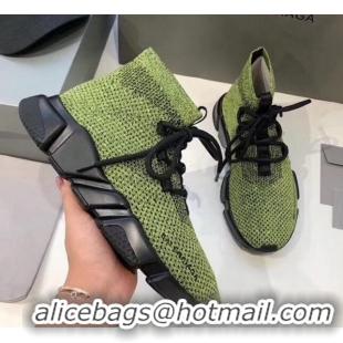 Best Price Balenciaga Lace-Up Knit Sock Speed Trainer Sneaker 033001 Green