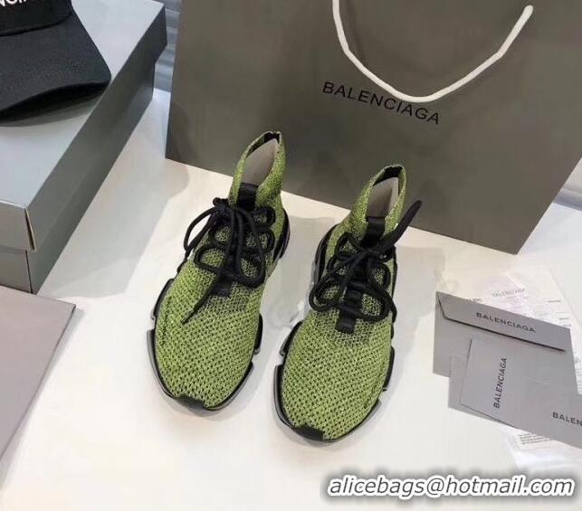 Best Price Balenciaga Lace-Up Knit Sock Speed Trainer Sneaker 033001 Green