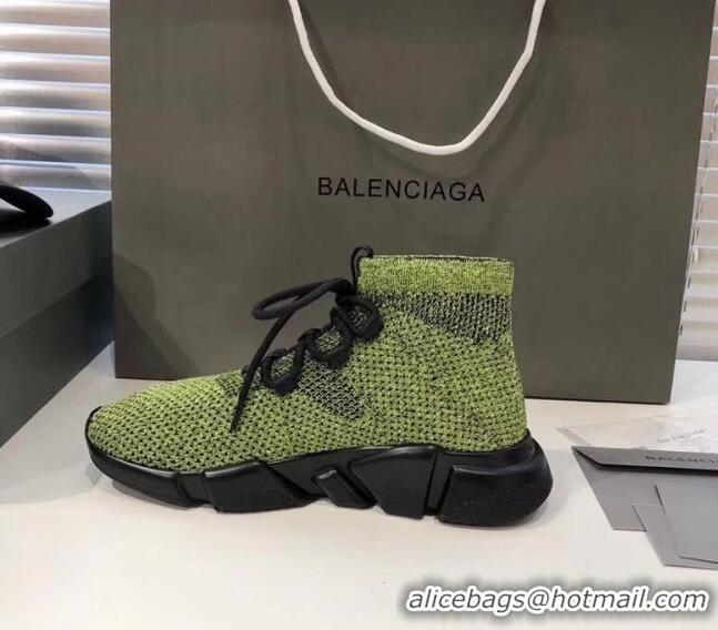 Best Price Balenciaga Lace-Up Knit Sock Speed Trainer Sneaker 033001 Green