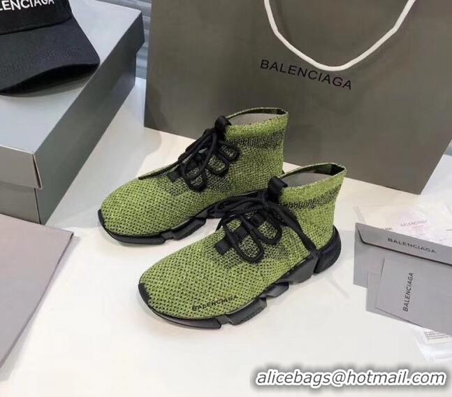 Best Price Balenciaga Lace-Up Knit Sock Speed Trainer Sneaker 033001 Green