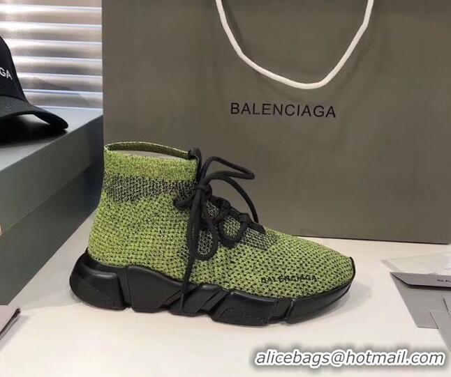 Best Price Balenciaga Lace-Up Knit Sock Speed Trainer Sneaker 033001 Green