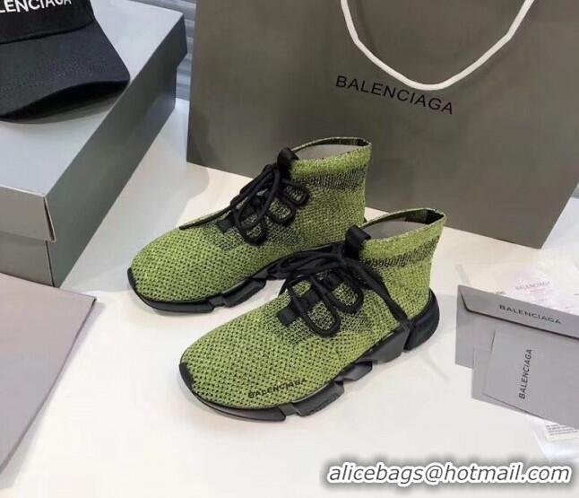 Best Price Balenciaga Lace-Up Knit Sock Speed Trainer Sneaker 033001 Green