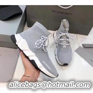 Discount Balenciaga Lace-Up Knit Sock Speed Trainer Sneaker 033001 Grey