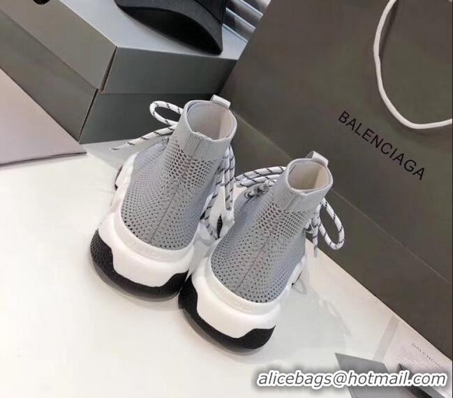 Discount Balenciaga Lace-Up Knit Sock Speed Trainer Sneaker 033001 Grey