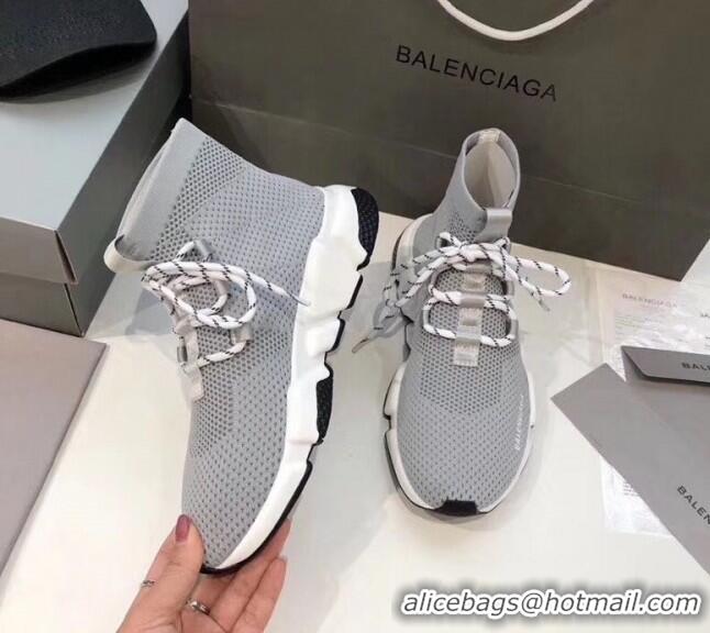 Discount Balenciaga Lace-Up Knit Sock Speed Trainer Sneaker 033001 Grey