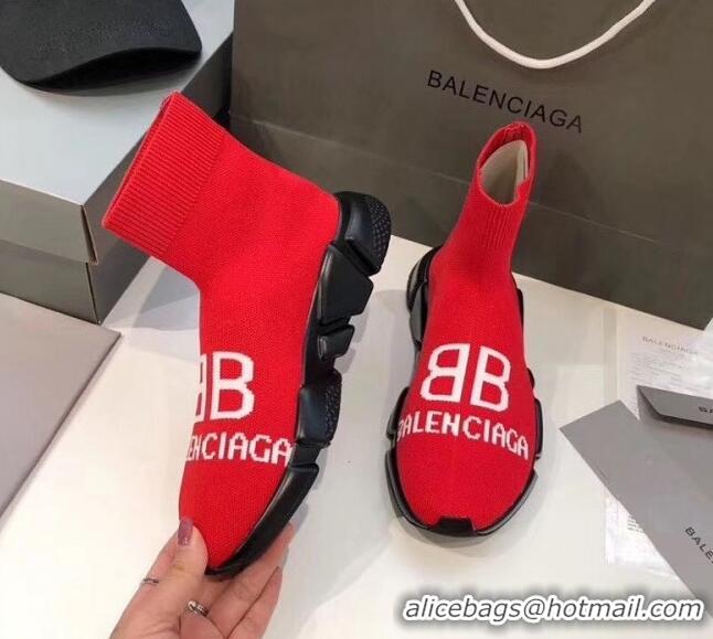 Best Luxury Balenciaga BB Knit Sock Speed Trainer Sneaker 033004 Red