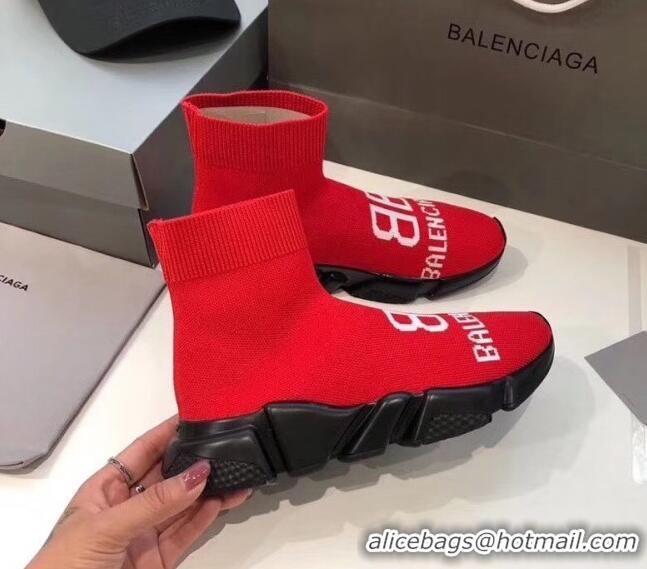 Best Luxury Balenciaga BB Knit Sock Speed Trainer Sneaker 033004 Red