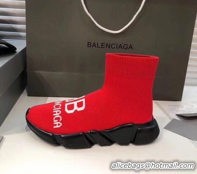 Best Luxury Balenciaga BB Knit Sock Speed Trainer Sneaker 033004 Red