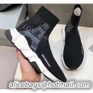 Top Quality Balenciaga London Knit Sock Speed Trainer Sneaker 033007 Black