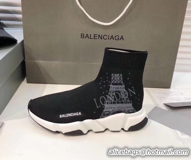 Top Quality Balenciaga London Knit Sock Speed Trainer Sneaker 033007 Black