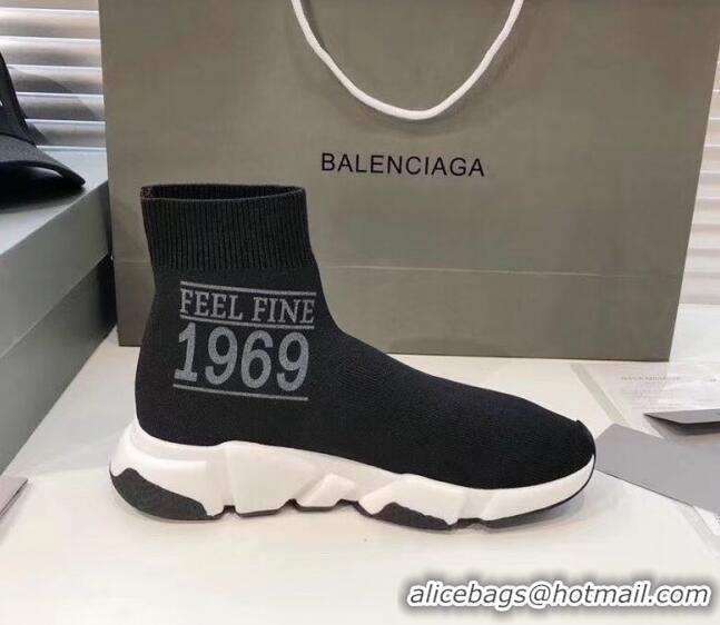 Top Quality Balenciaga London Knit Sock Speed Trainer Sneaker 033007 Black