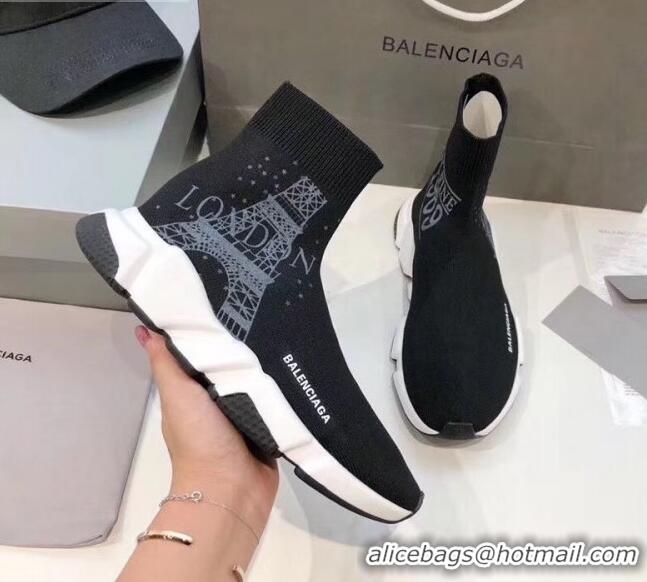 Top Quality Balenciaga London Knit Sock Speed Trainer Sneaker 033007 Black