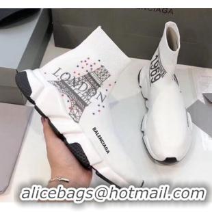 Super Quality Balenciaga London Knit Sock Speed Trainer Sneaker 033007 White