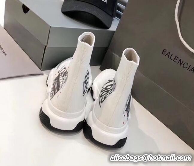 Super Quality Balenciaga London Knit Sock Speed Trainer Sneaker 033007 White