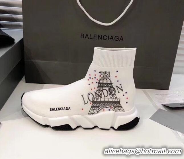 Super Quality Balenciaga London Knit Sock Speed Trainer Sneaker 033007 White