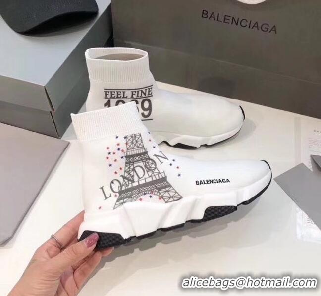 Super Quality Balenciaga London Knit Sock Speed Trainer Sneaker 033007 White