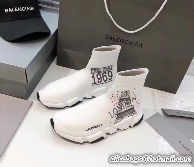 Super Quality Balenciaga London Knit Sock Speed Trainer Sneaker 033007 White