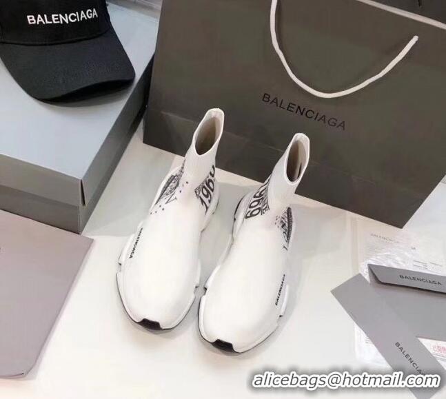 Super Quality Balenciaga London Knit Sock Speed Trainer Sneaker 033007 White