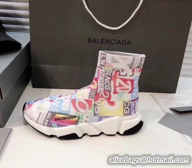 Best Design Balenciaga Graffiti Knit Sock Speed Trainer Sneaker 033010 Pink