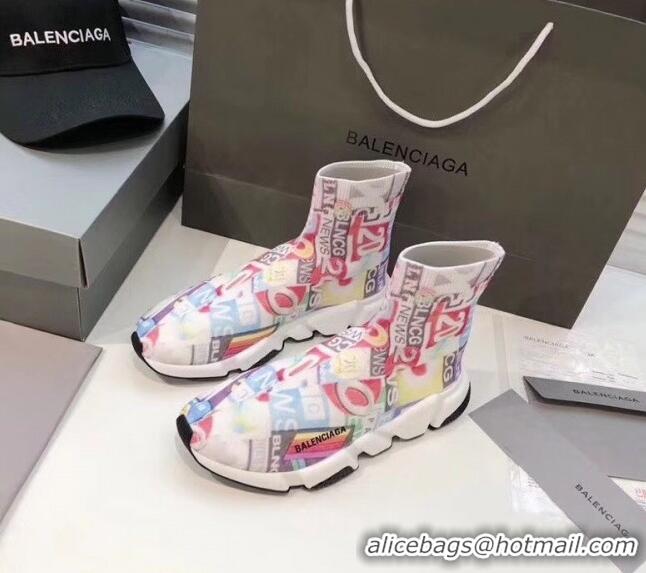 Best Design Balenciaga Graffiti Knit Sock Speed Trainer Sneaker 033010 Pink