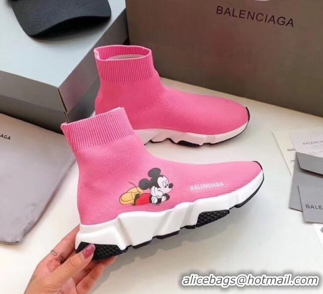 Affordable Price Balenciaga Mickey Knit Sock Speed Trainer Sneaker 033012 Pink