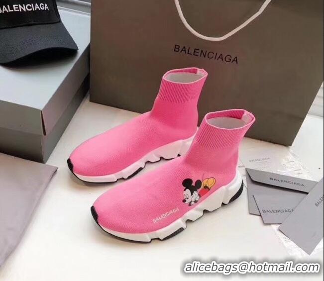 Affordable Price Balenciaga Mickey Knit Sock Speed Trainer Sneaker 033012 Pink