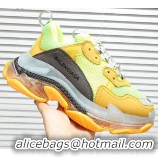 Most Popular Balenciaga Triple S Clear Outsole Sneakers 041701 Yellow/Green/Grey