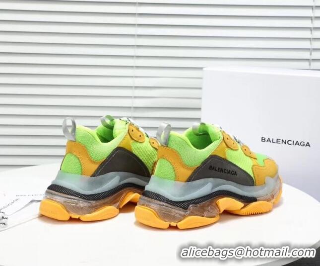 Most Popular Balenciaga Triple S Clear Outsole Sneakers 041701 Yellow/Green/Grey