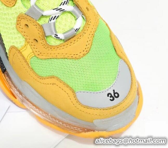 Most Popular Balenciaga Triple S Clear Outsole Sneakers 041701 Yellow/Green/Grey