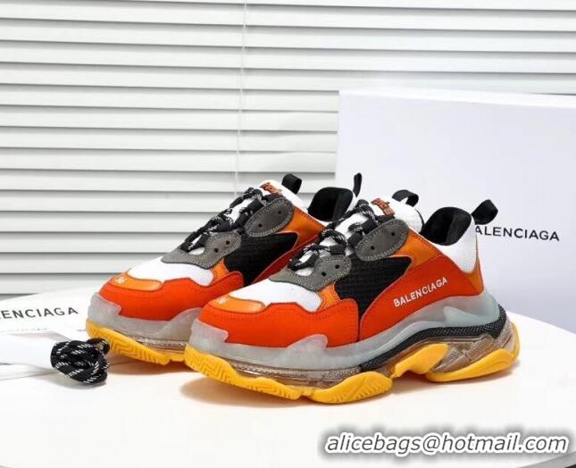 Unique Grade  Balenciaga Triple S Clear Outsole Sneakers 041701 Orange/Black/Grey