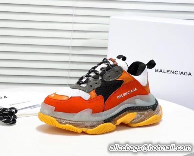 Unique Grade  Balenciaga Triple S Clear Outsole Sneakers 041701 Orange/Black/Grey