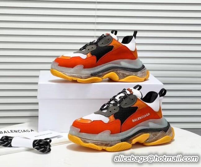 Unique Grade  Balenciaga Triple S Clear Outsole Sneakers 041701 Orange/Black/Grey