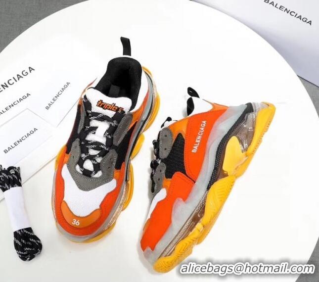 Unique Grade  Balenciaga Triple S Clear Outsole Sneakers 041701 Orange/Black/Grey