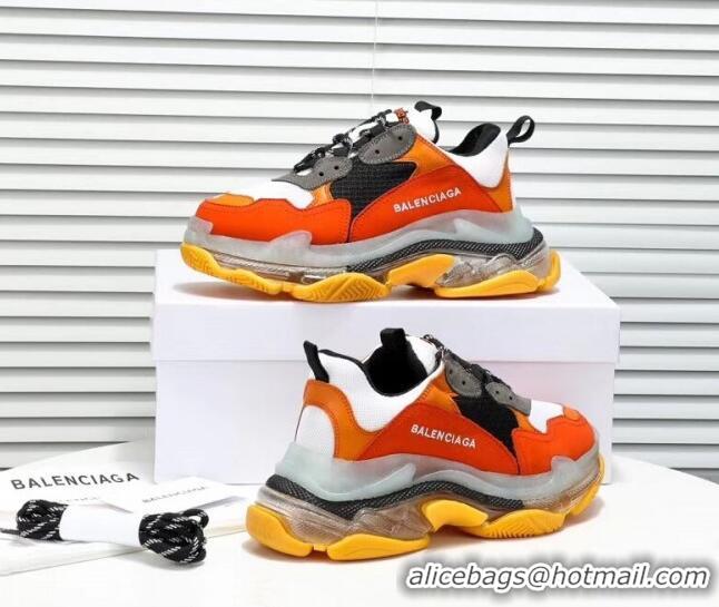 Unique Grade  Balenciaga Triple S Clear Outsole Sneakers 041701 Orange/Black/Grey